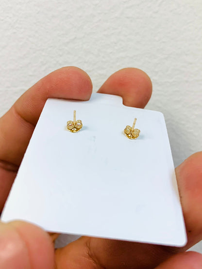 10K Solid Yellow Gold Cross Earrings With Stones 6.8x5mm Girls Boys Women's / Everyday Dainty Earrings / Aretes de Cruz con Piedras Oro Real