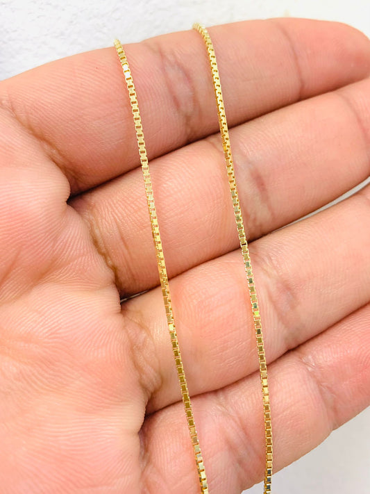 14k Yellow Gold Box Link chain 20" Box Link Necklace for Womens Mens / Dainty Gold Chain / Everyda Tiny Necklace / Cadena de Oro Para Mujer