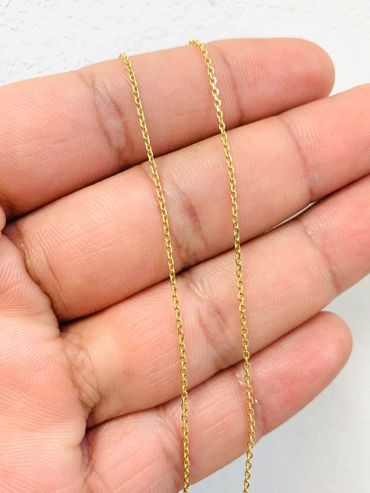 14K Yellow Gold Cable Link Necklace 16" Everyday Cable Link Chain for Kids Children Boys Girls Dainty Tiny Chain / Cadena de Oro Cable Link