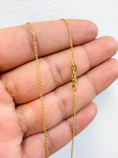 14K Yellow Gold Cable Link Necklace 16" Everyday Cable Link Chain for Kids Children Boys Girls Dainty Tiny Chain / Cadena de Oro Cable Link