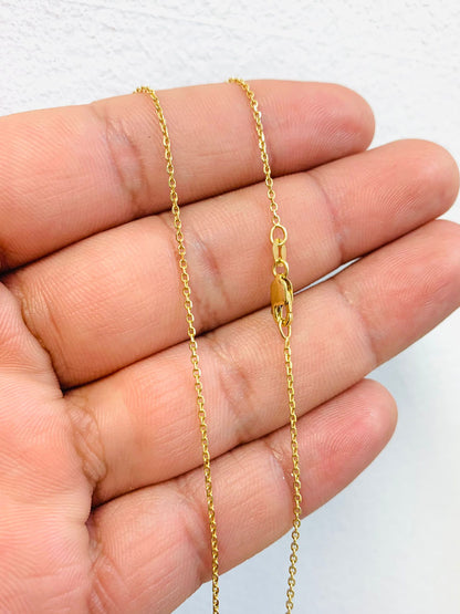 14K Yellow Gold Cable Link Necklace 16" Everyday Cable Link Chain for Kids Children Boys Girls Dainty Tiny Chain / Cadena de Oro Cable Link