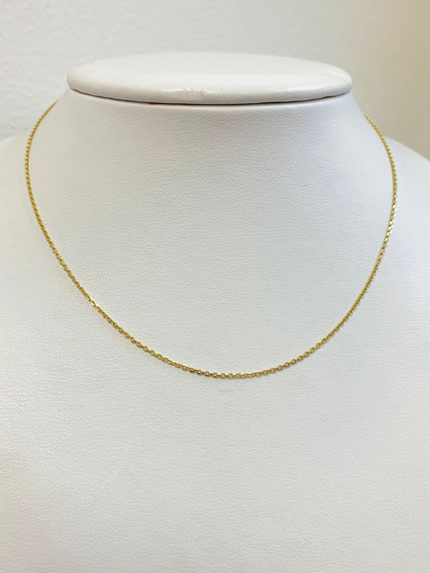 14K Yellow Gold Cable Link Necklace 16" Everyday Cable Link Chain for Kids Children Boys Girls Dainty Tiny Chain / Cadena de Oro Cable Link