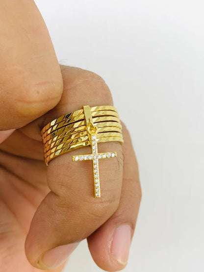 Semanario Cross Ring in Gold Filled for Womens Mens / Semanario Ring / Cross Weekly Ring for Womens / Anillo Semanario de Cruz Para Mujer