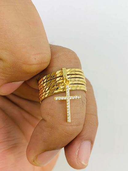 Semanario Cross Ring in Gold Filled for Womens Mens / Semanario Ring / Cross Weekly Ring for Womens / Anillo Semanario de Cruz Para Mujer