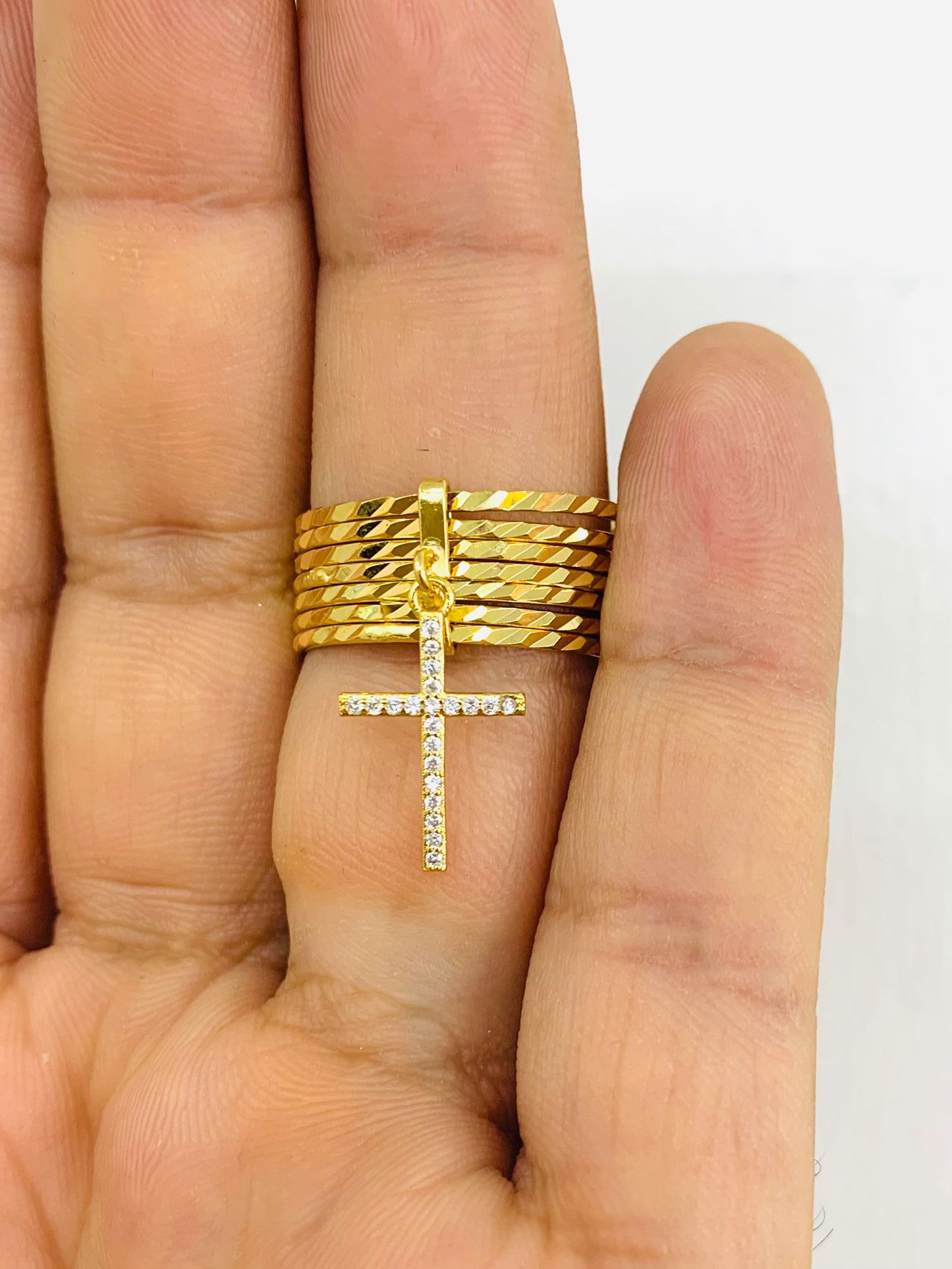 Semanario Cross Ring in Gold Filled for Womens Mens / Semanario Ring / Cross Weekly Ring for Womens / Anillo Semanario de Cruz Para Mujer