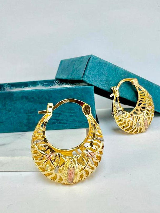 Virgen de Guadalupe Hoop Earrings Tri Color for Womens 30x27mm in 14K Gold Filled / Everyday Earrings / Argollas de la Virgen de Guadalupe