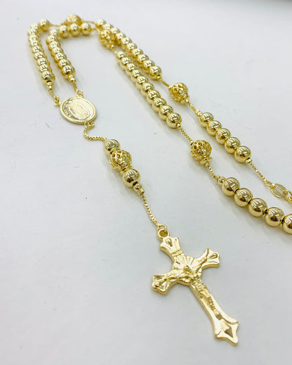 14K Gold Filled Virgen de Guadalupe Rosary / Yellow Beads Rosary 18" / Catholics Necklace/ Rosario de la Virgen de Guadalupe en Oro Laminado