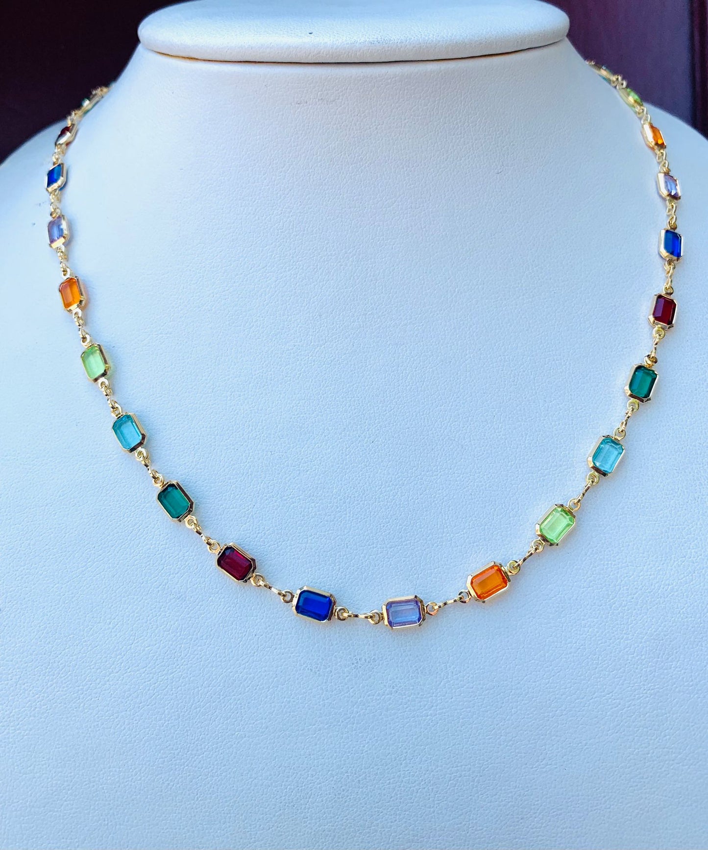 14K Gold Filled Multi Color Chocker for Womens Ladies/Gargantillas Multi Color para Mujer Oro Laminado/Everyday Necklace/Womens Necklace 19"