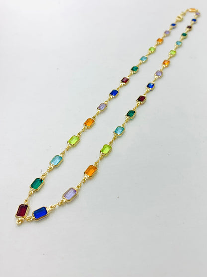 14K Gold Filled Multi Color Chocker for Womens Ladies/Gargantillas Multi Color para Mujer Oro Laminado/Everyday Necklace/Womens Necklace 19"