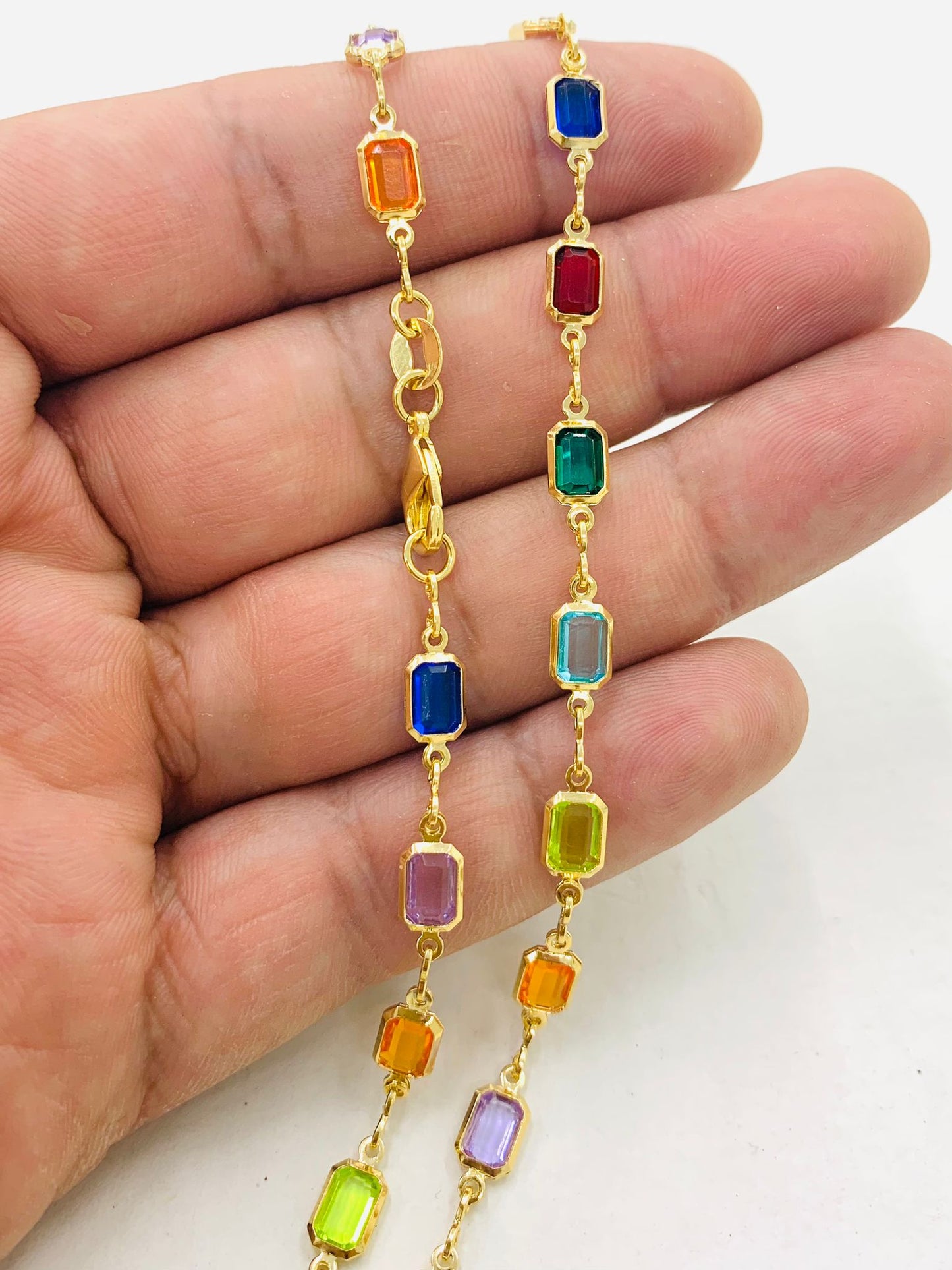 14K Gold Filled Multi Color Chocker for Womens Ladies/Gargantillas Multi Color para Mujer Oro Laminado/Everyday Necklace/Womens Necklace 19"