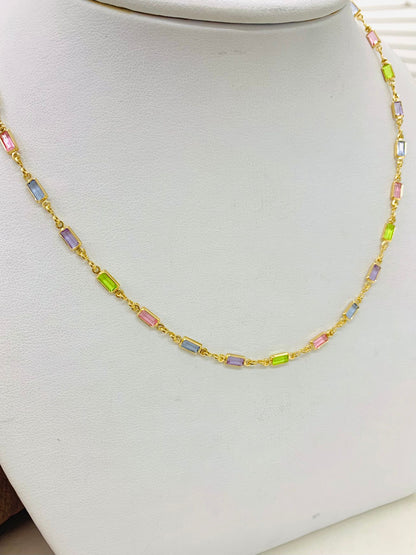 Womens Necklace Chain Chockers 17.5" in Gold Filled / Dainty Everyday Necklace for Ladies / Multi Color Necklace / Gargantillas de Mujer Oro