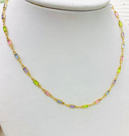 Womens Necklace Chain Chockers 17.5" in Gold Filled / Dainty Everyday Necklace for Ladies / Multi Color Necklace / Gargantillas de Mujer Oro