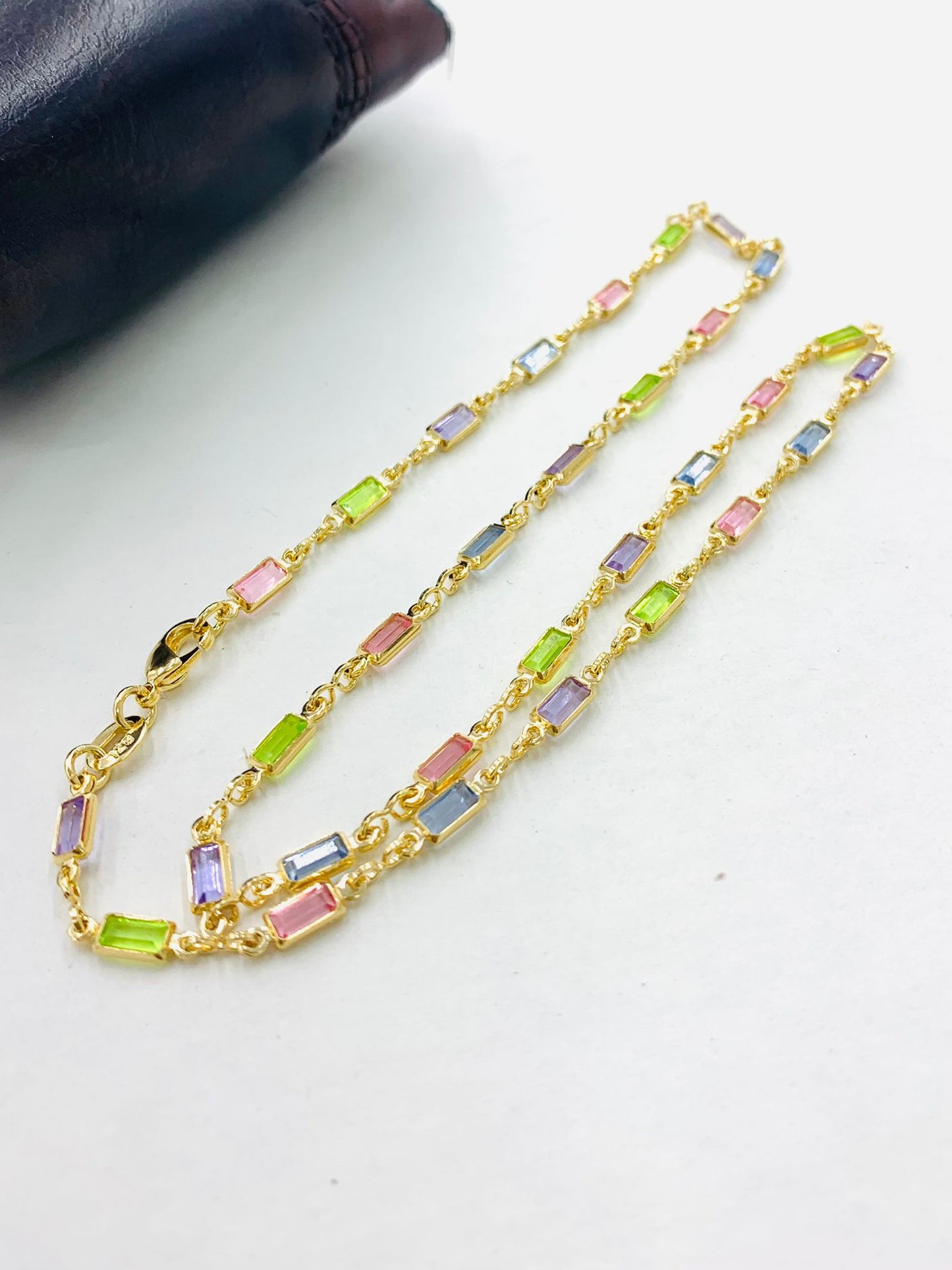 Womens Necklace Chain Chockers 17.5" in Gold Filled / Dainty Everyday Necklace for Ladies / Multi Color Necklace / Gargantillas de Mujer Oro