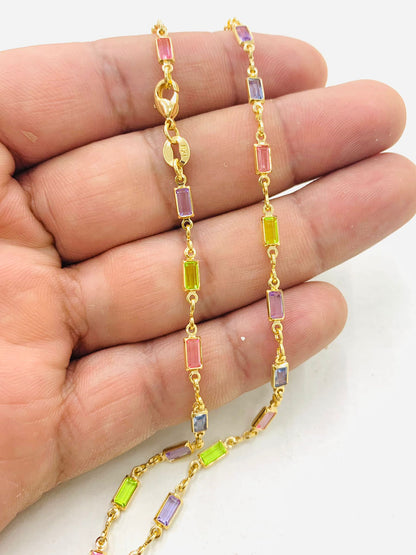 Womens Necklace Chain Chockers 17.5" in Gold Filled / Dainty Everyday Necklace for Ladies / Multi Color Necklace / Gargantillas de Mujer Oro