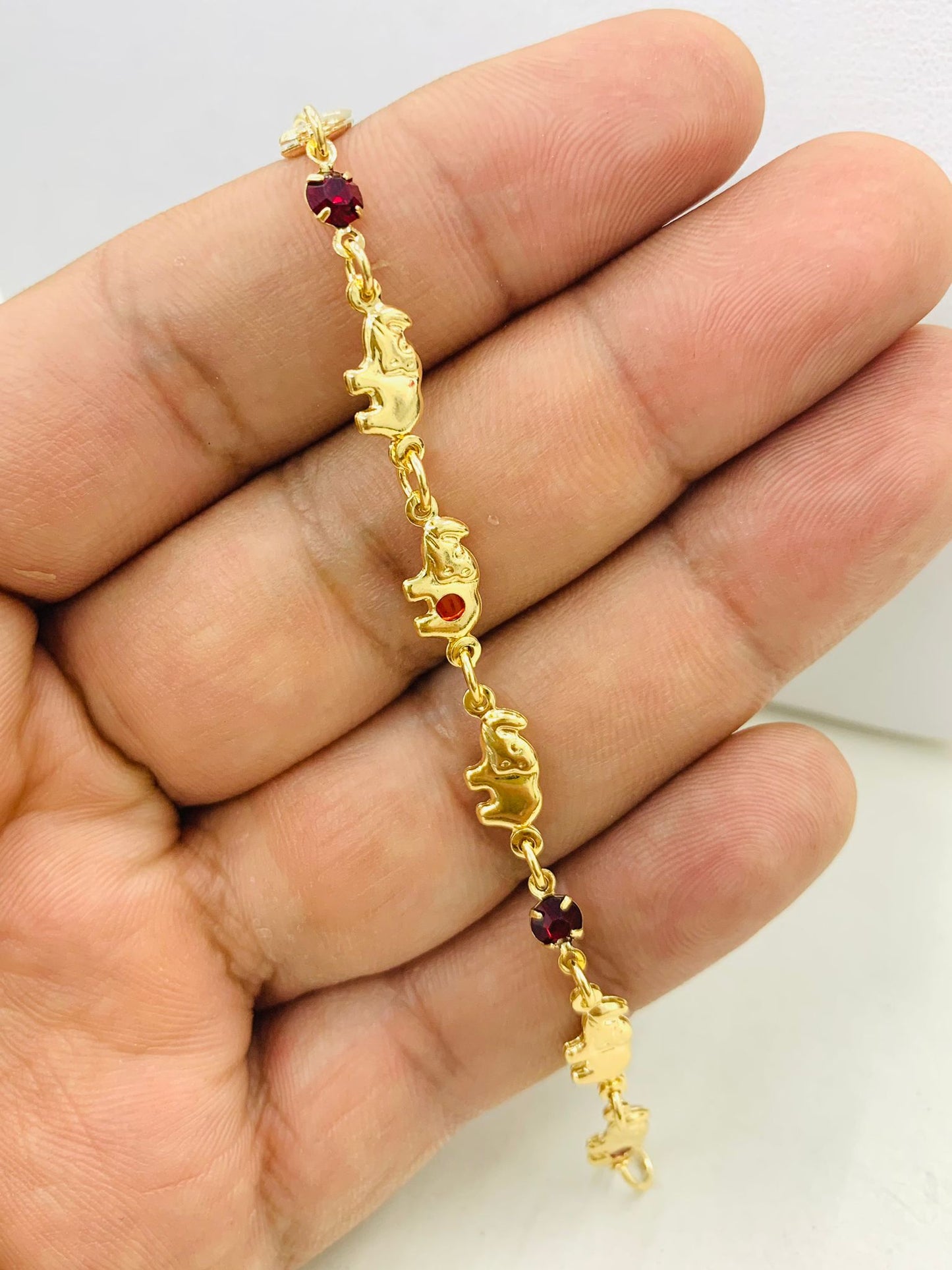 18K Gold Filled Elephant Bracelet for Kids Childrens / Baby Bracelet 6" Inches / Baby Elephant Bracelet for Good Luck & Protection / Pulsera para Ninos.