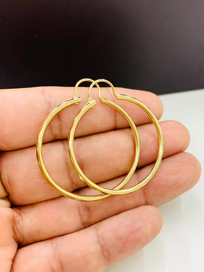 Big Size Diamond Cut Hoop Earrings For Womens Ladies Girls in Gold Filled 1.75x1.5" / Dainty Hoop Earrings / Argollas de Oro Laminado Mujer