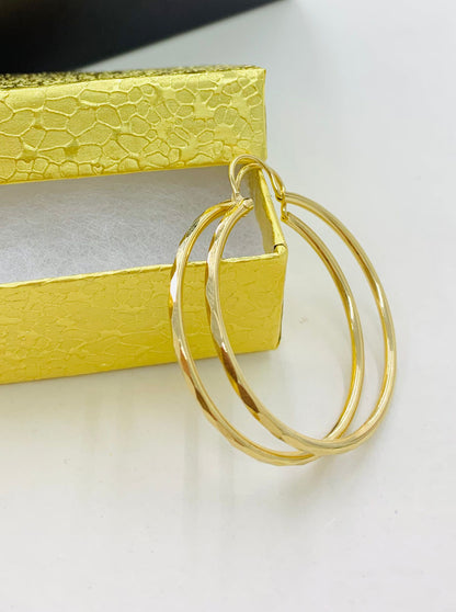 Big Size Diamond Cut Hoop Earrings For Womens Ladies Girls in Gold Filled 1.75x1.5" / Dainty Hoop Earrings / Argollas de Oro Laminado Mujer