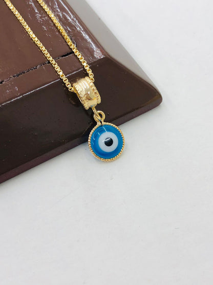 Navy Blue Evil Eye Charm Pendant Necklace 20"/ Womens Gold F Necklace/ Evil Eye Pendant for Protection/ Everyday Necklace/ Cadena Mal de Ojo