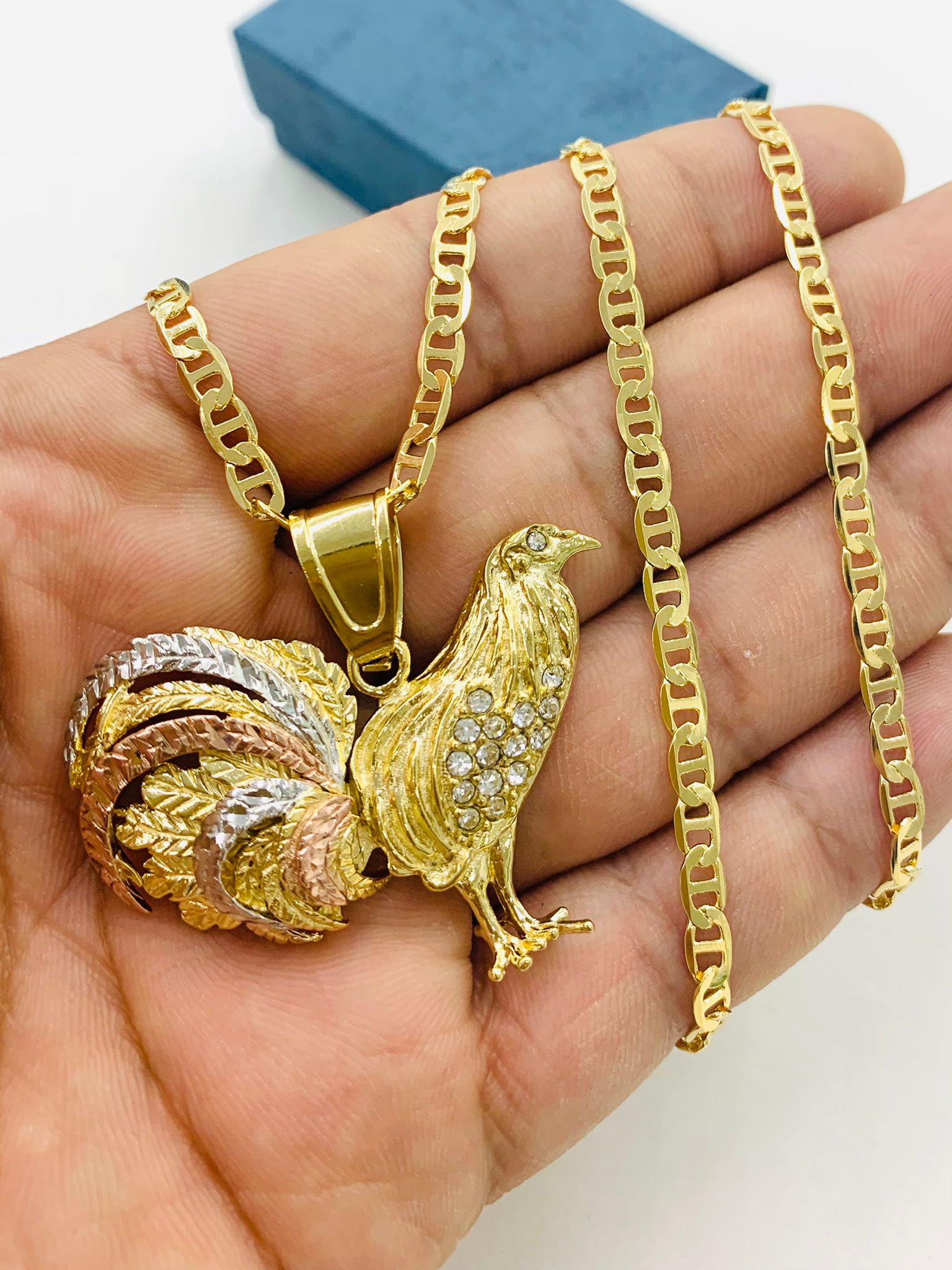 Cadena y Medalla De Oro Para Hombre De Gallo 3 Oros 33x45 18K Gold – primejewelry269