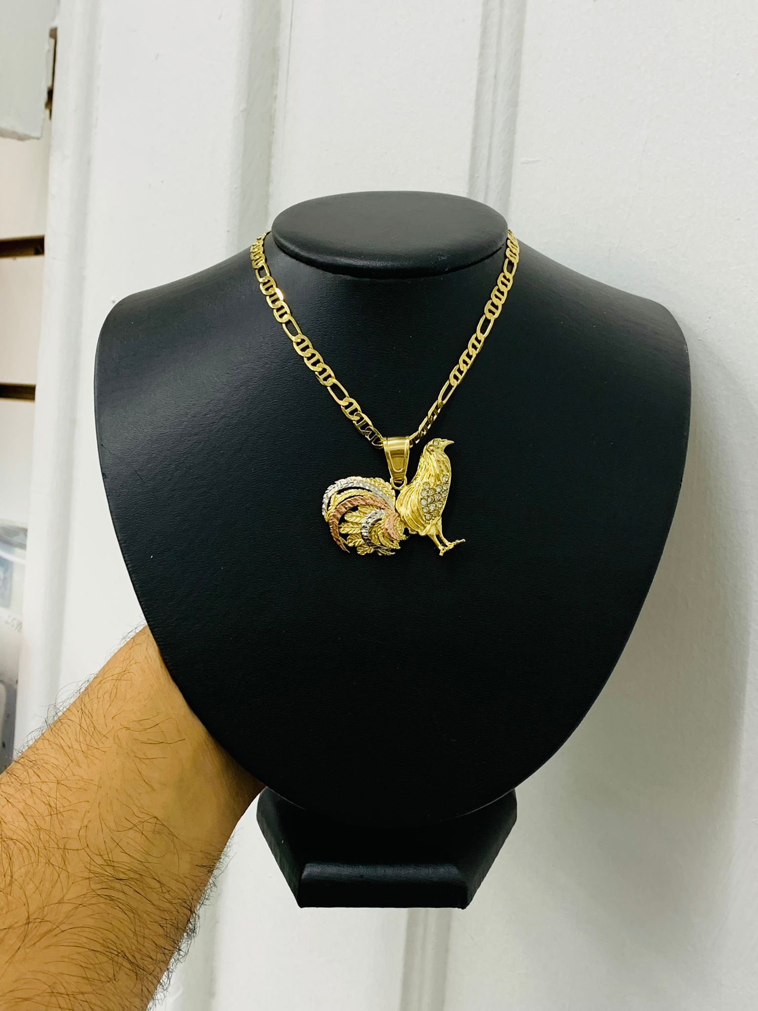 14K Solid Gold Filled Chicken Rooster Necklace Pendant CZ Mariner Chai –  primejewelry269