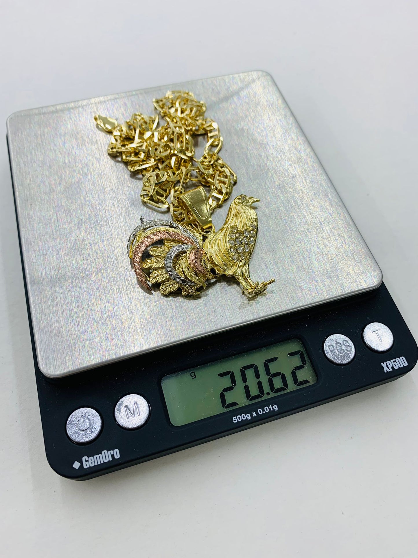 Rooster Necklace Pendant 33x45mm For Mens Figaro  24" 18K GF - Prime Jewelry 269