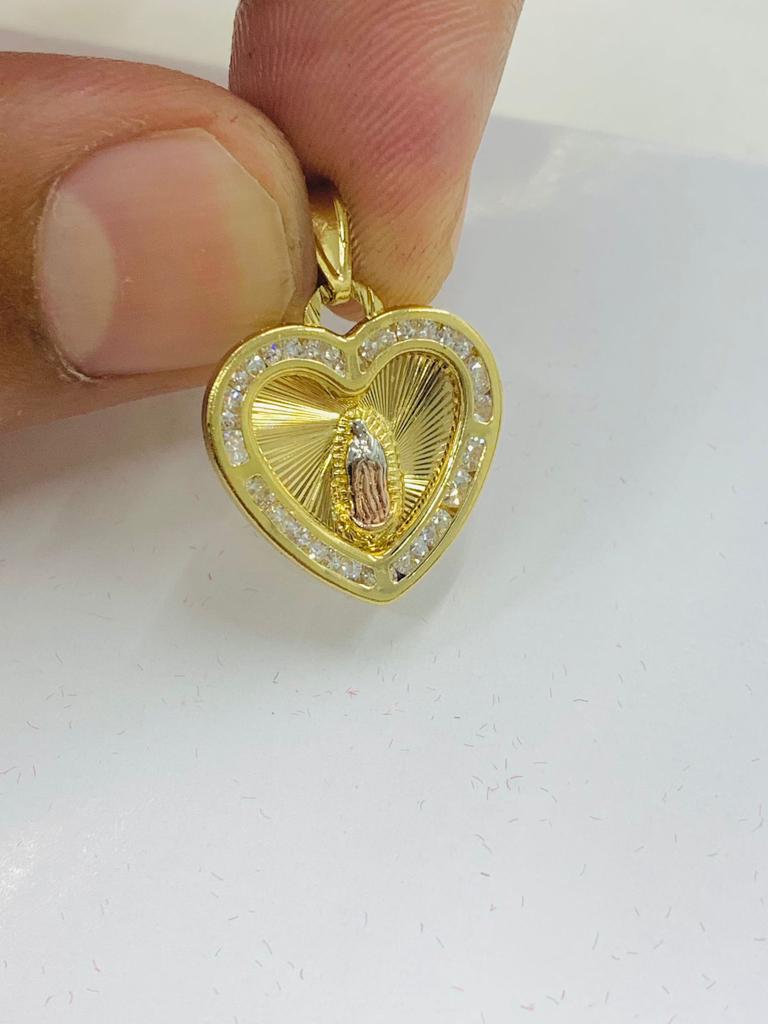 14K Gold Filled Virgen de Guadalupe Tri Color Pendant Necklace 20