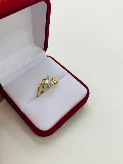 14K Yellow Gold Wedding Band Ring Solitaire Engagement Ring CZ Anillo Bodas #7