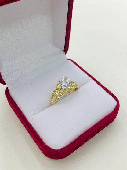 14K Yellow Gold Wedding Band Ring Solitaire Engagement Ring CZ Anillo Bodas #7