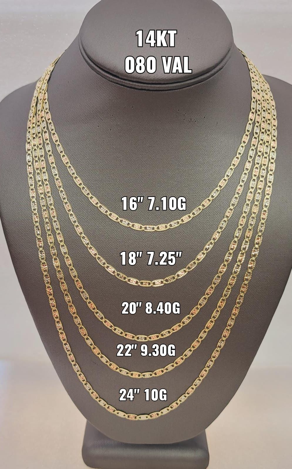 14K Yellow Gold Valentino Chain 22" 9.3g