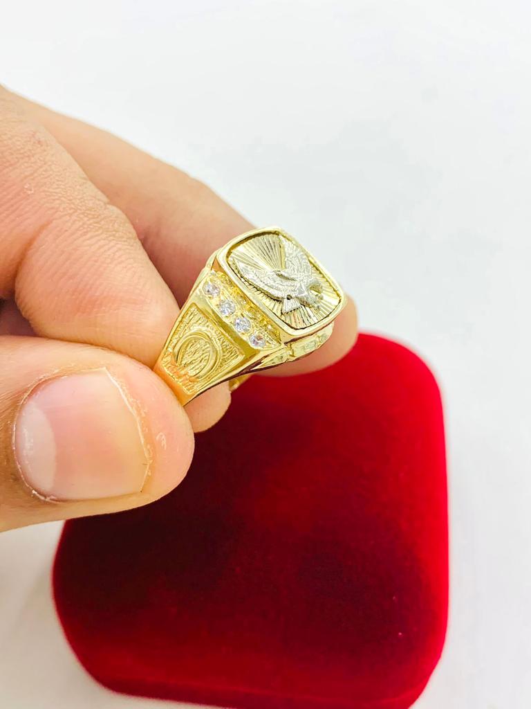 14K Yellow Solid Gold Mens Eagle Ring #9 #10 #11 Anillo de Aguila en Oro Real 7.9g