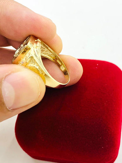 14K Yellow Solid Gold Mens Eagle Ring #9 #10 #11 Anillo de Aguila en Oro Real 7.9g