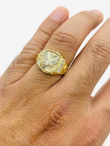 14K Yellow Solid Gold Mens Eagle Ring #9 #10 #11 Anillo de Aguila en Oro Real 7.9g