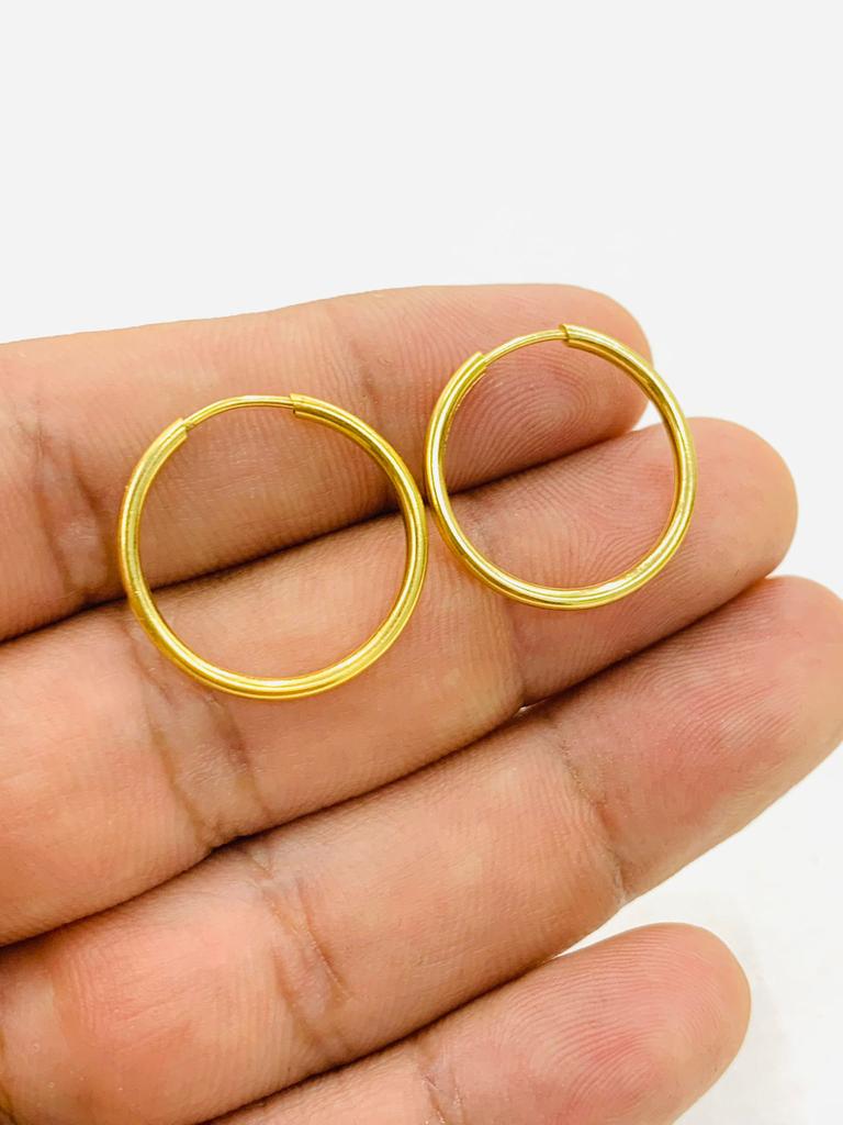 Gold F Endless Hoop Earrings for Womens 21x21mm Dainty Hoop Earrings Ear Piercing