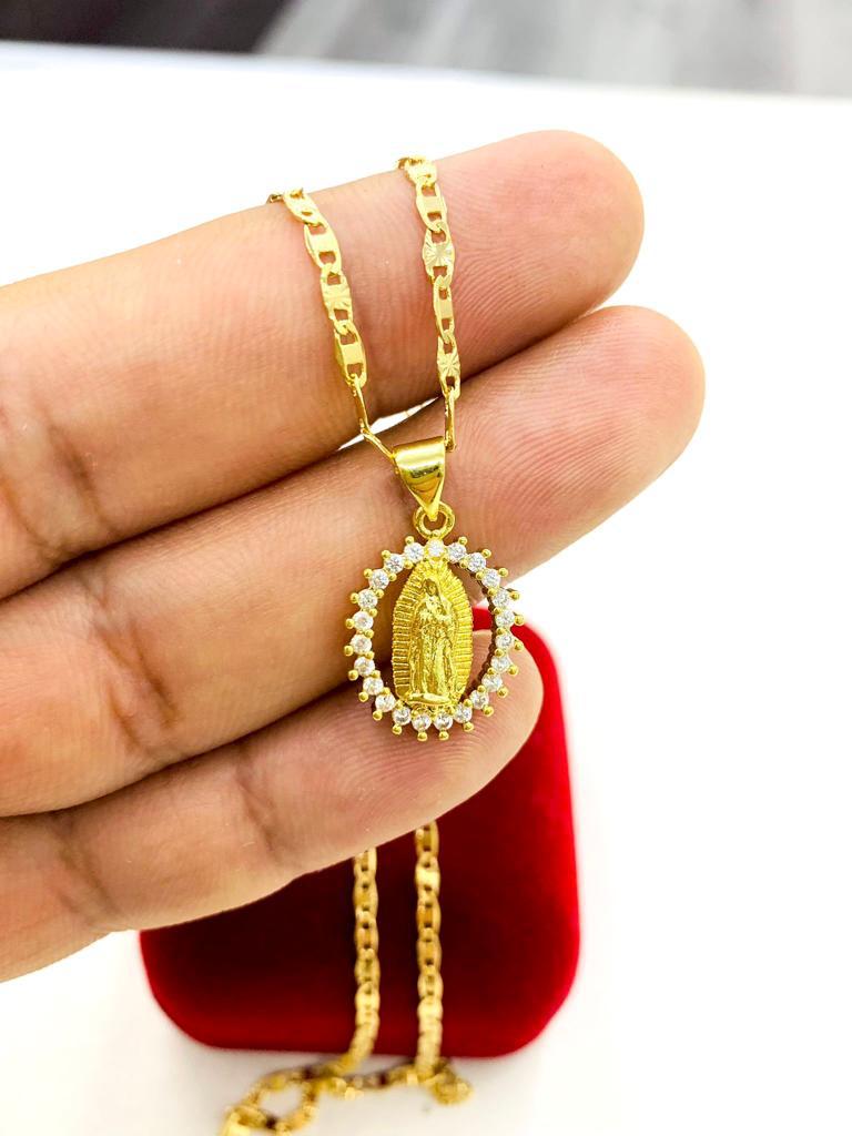 Virgen de Guadalupe Necklace Medalla de Guadalupe Valentino Chain 19x14 1st Communion