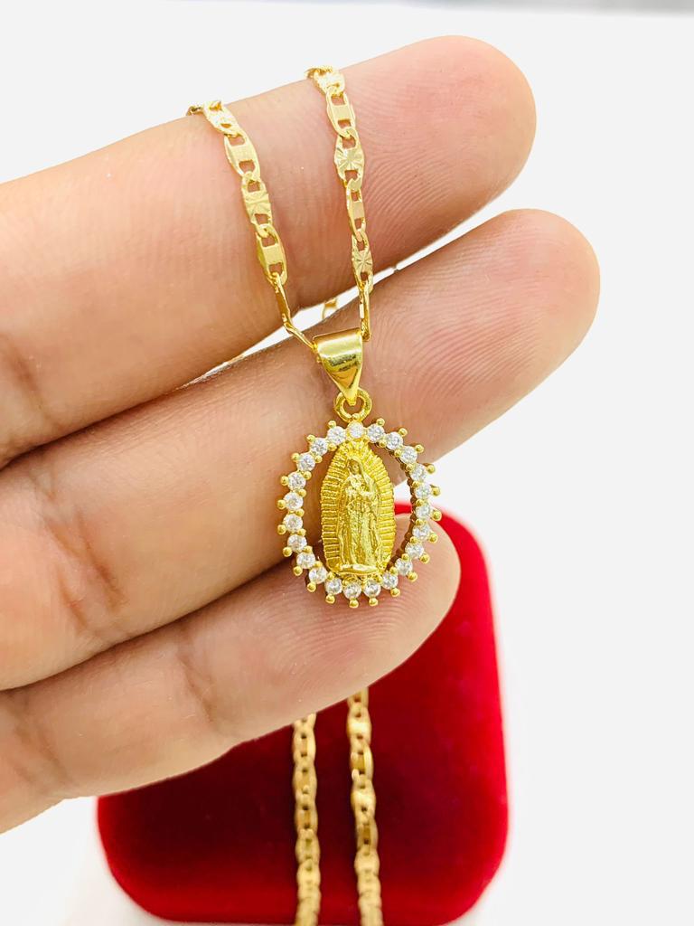 Virgen de Guadalupe Necklace Medalla de Guadalupe Valentino Chain 19x14 1st Communion