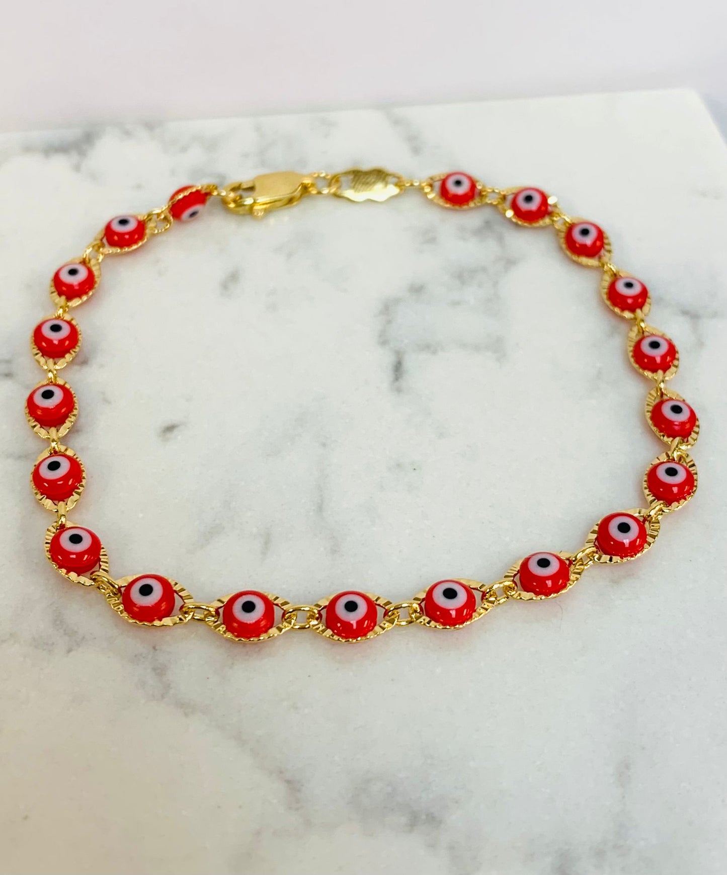 Red Evil Eye Bracelet 7.5" / Gold Filled Bracelet / Evil Eye Jewelry / Protection jewelry / Women´s Bracelet / Pulsera de Ojo Turco / Pulsera Mal de Ojo / Pulsera Para Mujer Ojo Turco Rojo