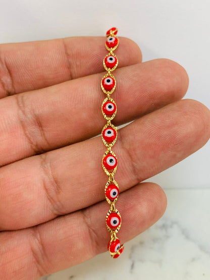 Red Evil Eye Bracelet 7.5" / Gold Filled Bracelet / Evil Eye Jewelry / Protection jewelry / Women´s Bracelet / Pulsera de Ojo Turco / Pulsera Mal de Ojo / Pulsera Para Mujer Ojo Turco Rojo