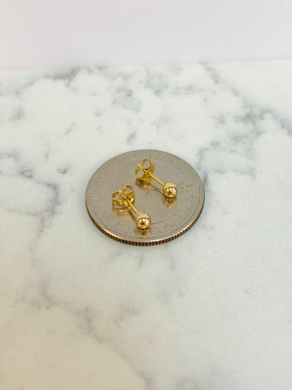 14K Solid Gold Ball Earrings 3mm / Baby Womens Stud Earrings / Push Back Earrings / Aretes En Oro Real Para Mujer y Niños / Gold Stud Earrings / Everyday Earrings