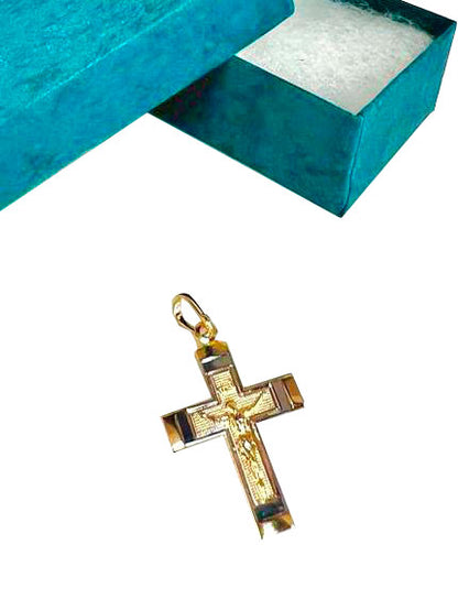 Womens Cross Necklace Charm in Gold Filled/ Everyday Cross Pendant 28x20/ Dainty Cross Necklace 20"/ Cadena de Cruz en Oro Laminado para Muje