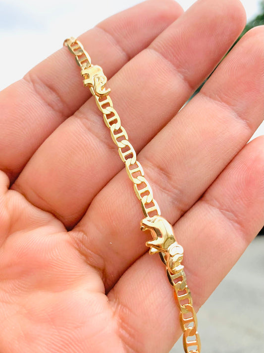 18K Gold Filled Mariner Link Bracelet 7.5” / Elephant Bracelet / Mariner Link Bracelet / Womens Bracelet / Animals Bracelet / Pulsera para Mujer / Pulsera de Elefante en Oro Laminado