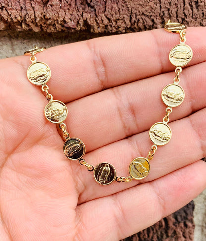 Virgen de Guadalupe Bracelet 18K Gold Filled 7.5” 6g for Womens / Guadalupe Bracelet / Bracelet / Pulsera para Mujer de la Virgen de Guadalupe / Womens Jewelry / Catholics Jewelry