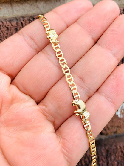 18K Gold Filled Mariner Link Bracelet 7.5” / Elephant Bracelet / Mariner Link Bracelet / Womens Bracelet / Animals Bracelet / Pulsera para Mujer / Pulsera de Elefante en Oro Laminado