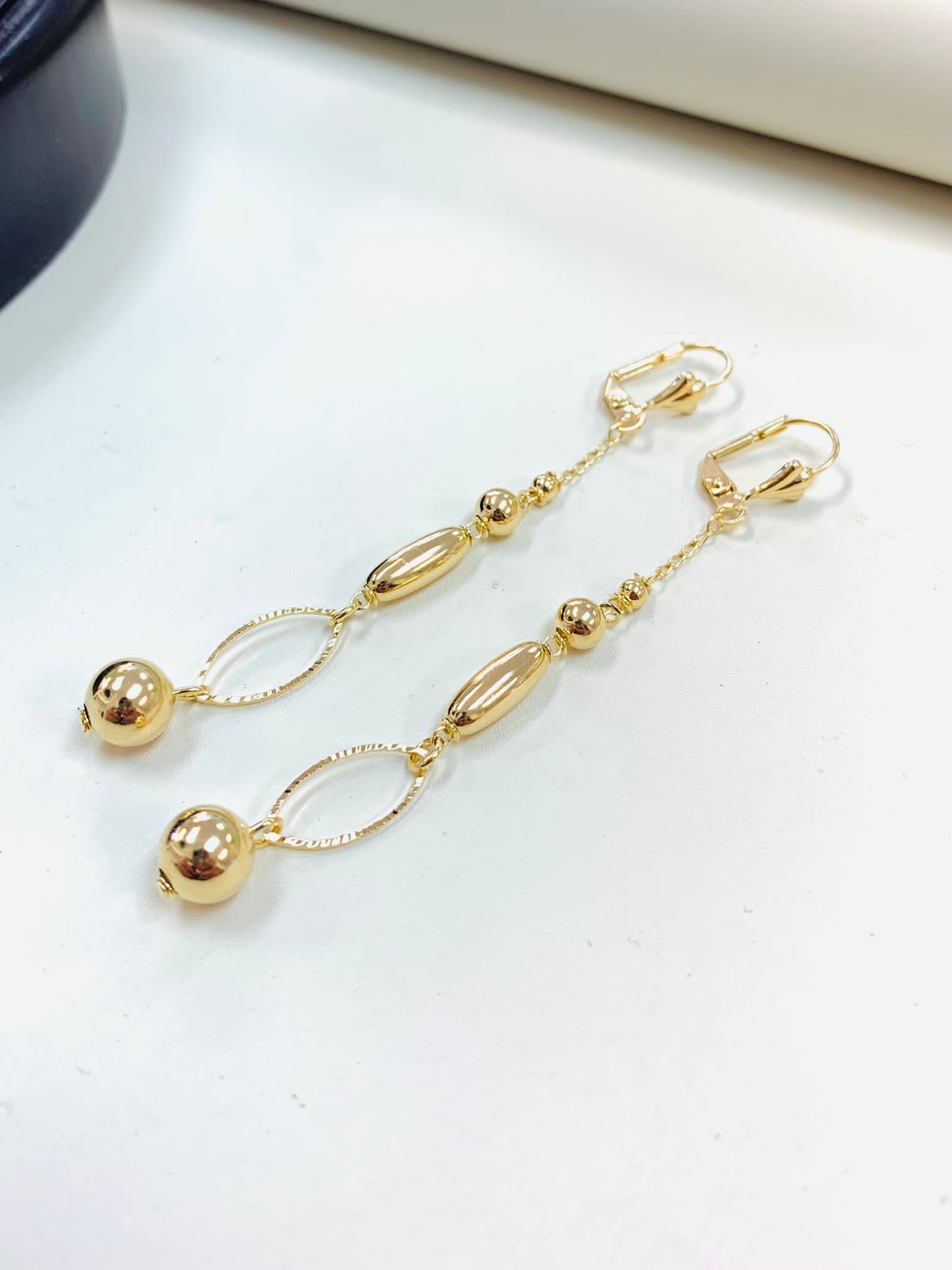 18K Gold Filled Lever Back Earrings for Womens Ball Dangle Earrings