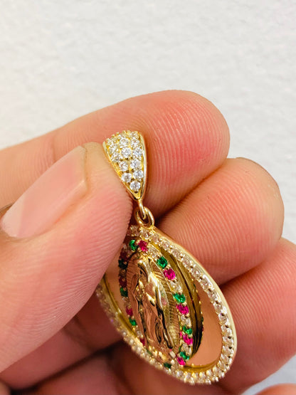 14k Yellow Gold Virgen de Guadalupe Medal 7g 27x25mm