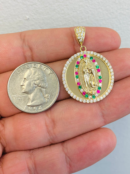 14k Yellow Gold Virgen de Guadalupe Medal 7g 27x25mm