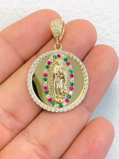 14k Yellow Gold Virgen de Guadalupe Medal 7g 27x25mm