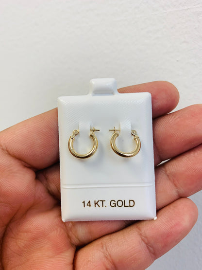 14K Yellow Gold Little Hoop Earrings For Womens Female Girls Birthday  Gifts