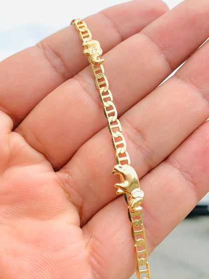 18K Gold Filled Mariner Link Bracelet 7.5” / Elephant Bracelet / Mariner Link Bracelet / Womens Bracelet / Animals Bracelet / Pulsera para Mujer / Pulsera de Elefante en Oro Laminado