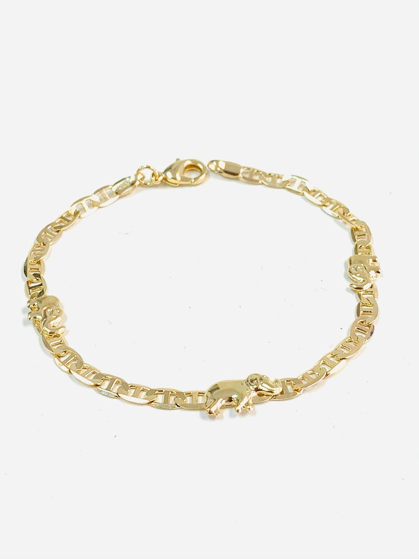 18K Gold Filled Mariner Link Bracelet 7.5” / Elephant Bracelet / Mariner Link Bracelet / Womens Bracelet / Animals Bracelet / Pulsera para Mujer / Pulsera de Elefante en Oro Laminado