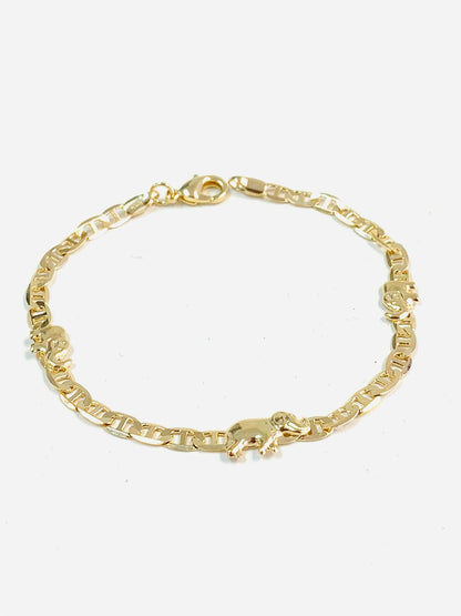 18K Gold Filled Mariner Link Bracelet 7.5” / Elephant Bracelet / Mariner Link Bracelet / Womens Bracelet / Animals Bracelet / Pulsera para Mujer / Pulsera de Elefante en Oro Laminado